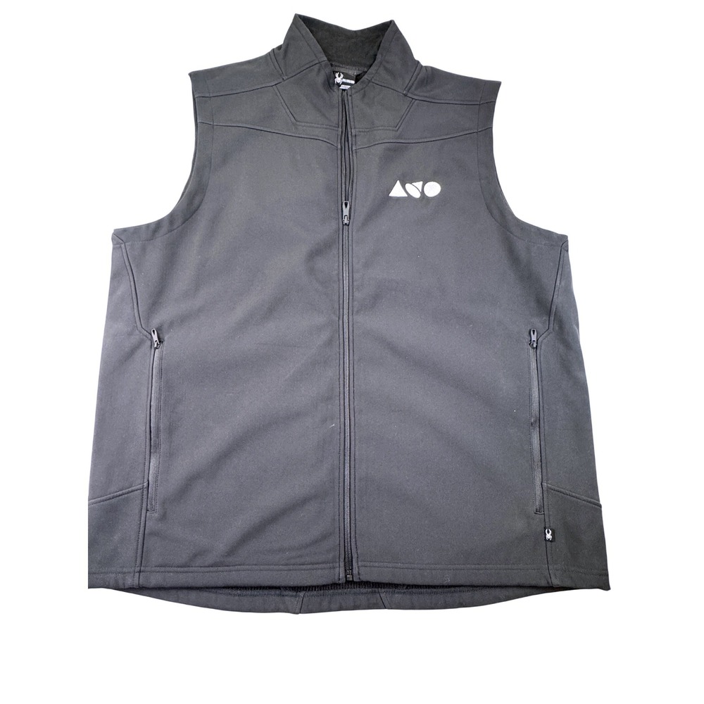 Spyder Mens Black Softshell Full Zip Vest Grid Fleece Lined XXXL 3XL Logo